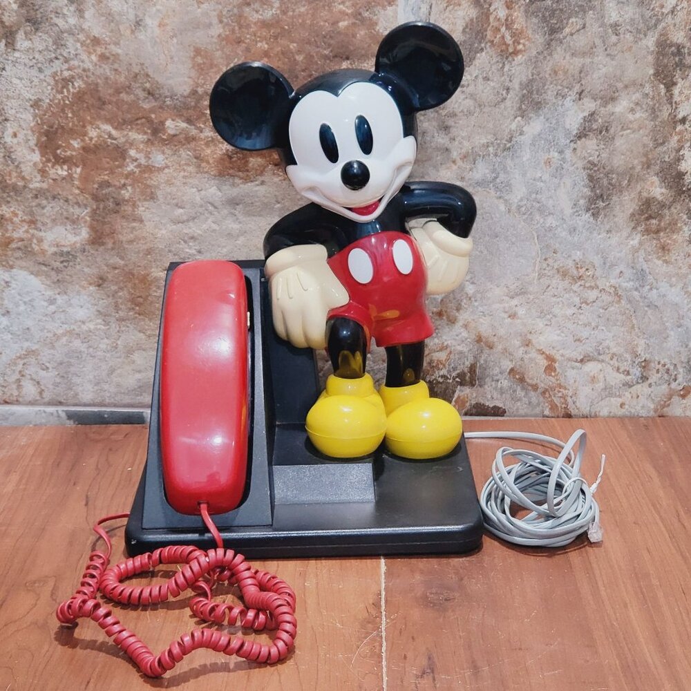 Vintage Disney Mickey Mouse Telephone Landline Working Push Button
